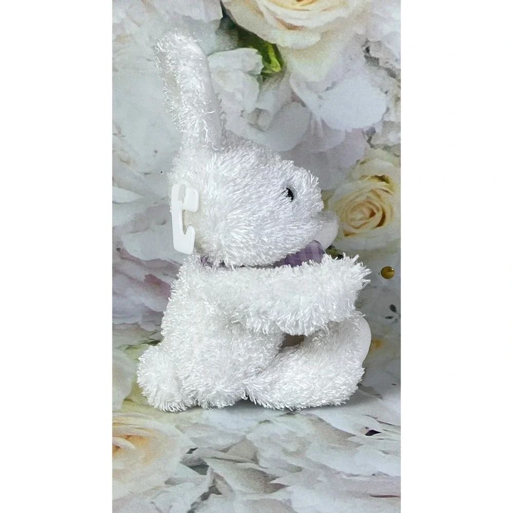 Walmart White Rabbit Plush Stuffed Animal Toy Purple Ribbon Sitting